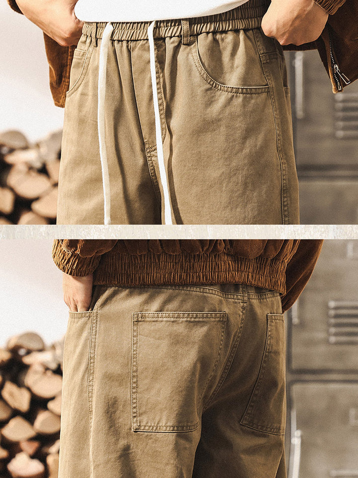 Pantalones para hombre 100 % algodón, de corte amplio y con acabado vintage