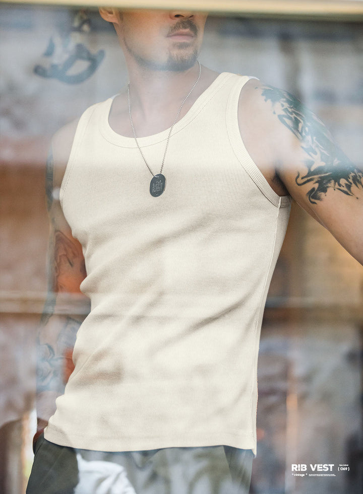 Canotta a coste slim fit da uomo