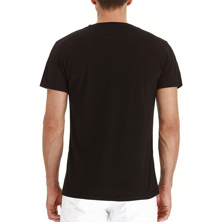 Camiseta Henley Casual de Manga Corta con Bolsillo para Hombre