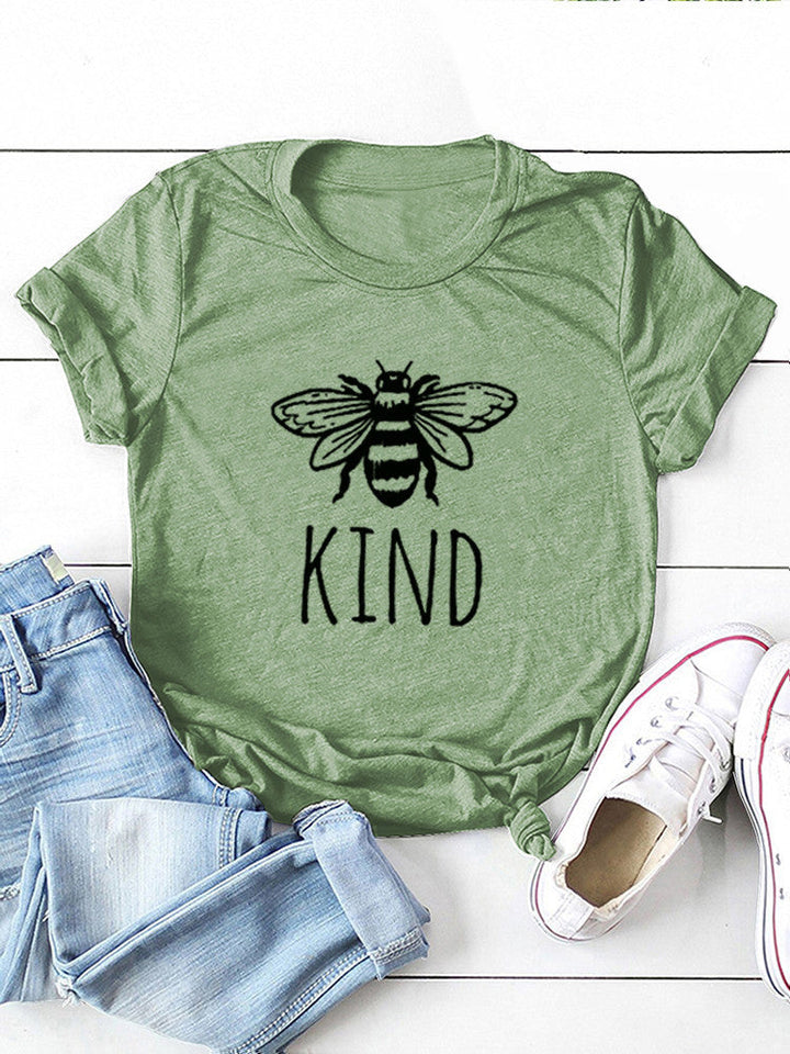 Damen-T-Shirt „Bee Kind“ aus Baumwolle mit Grafikprint