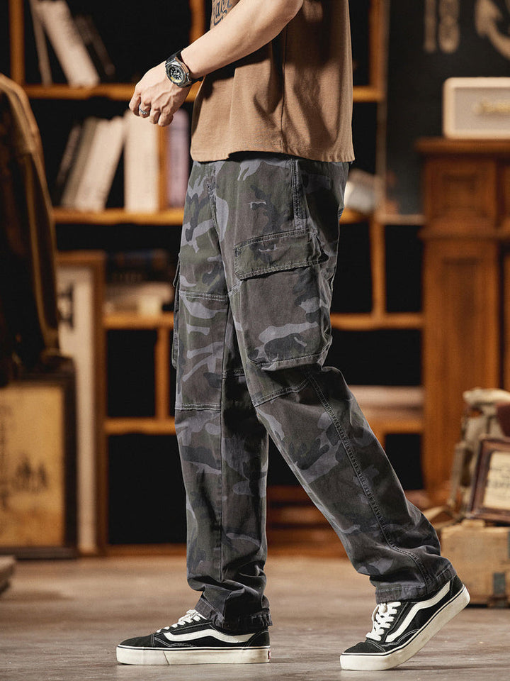 Pantalones Cargo Camuflaje Inspirados en el Estilo Vintage Americano para Hombre