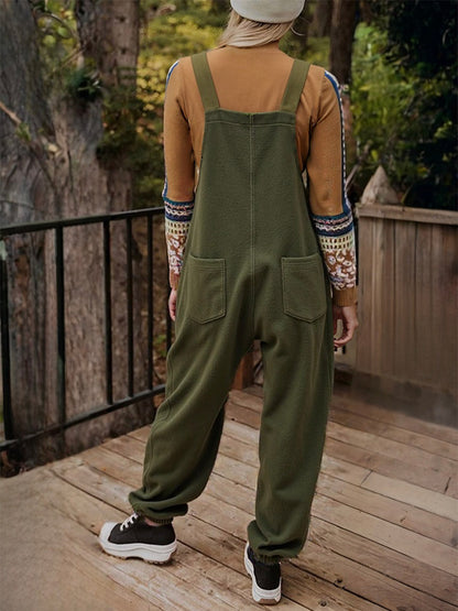 Fleece-Latzhose für Damen mit Kokosnussschalenknöpfen