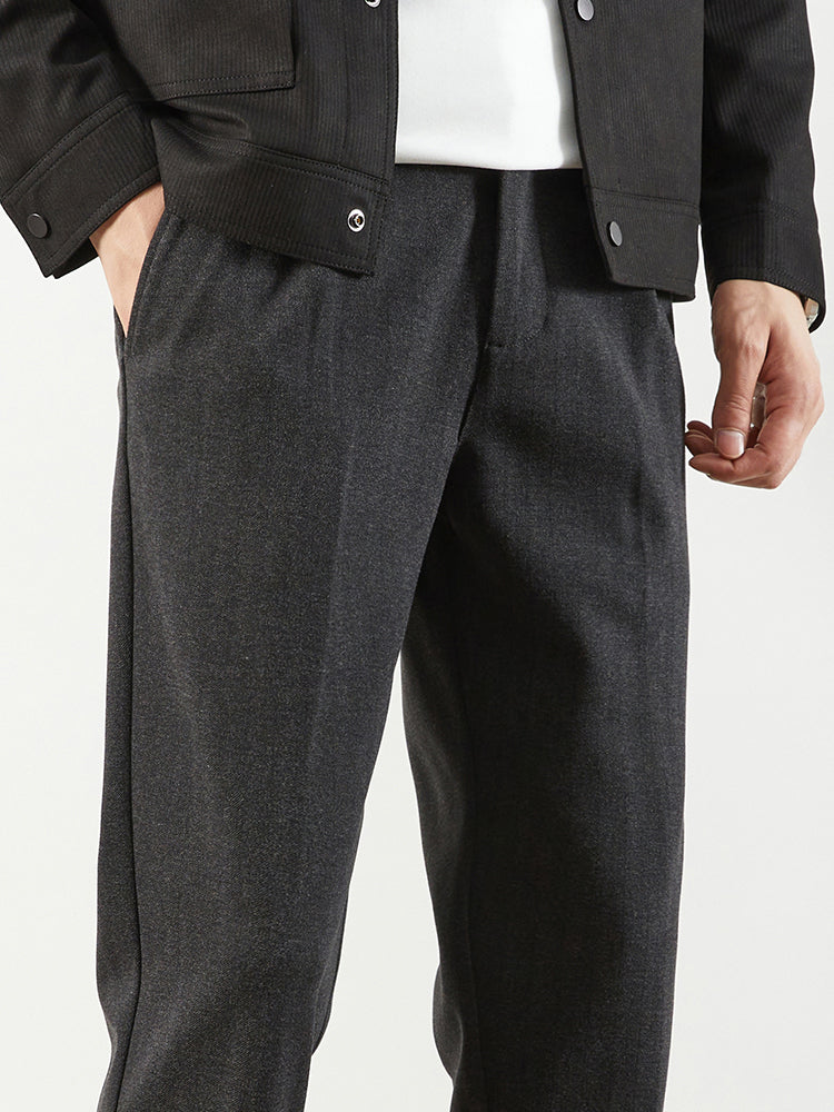 Herren‑Eleganter Woll‑Optik‑Anzugshose, Gerader Cropped‑Schnitt
