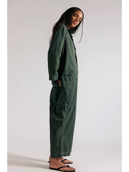 Mono vaquero de pierna ancha para mujer