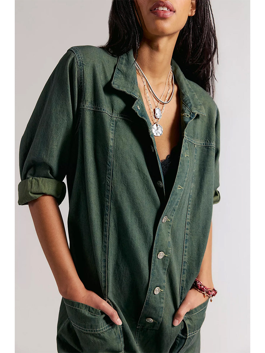 Mono vaquero de pierna ancha para mujer