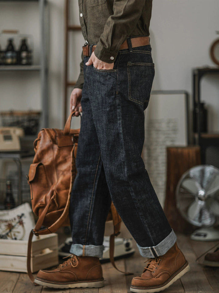Jeans in denim con cimosa indaco da 14 once