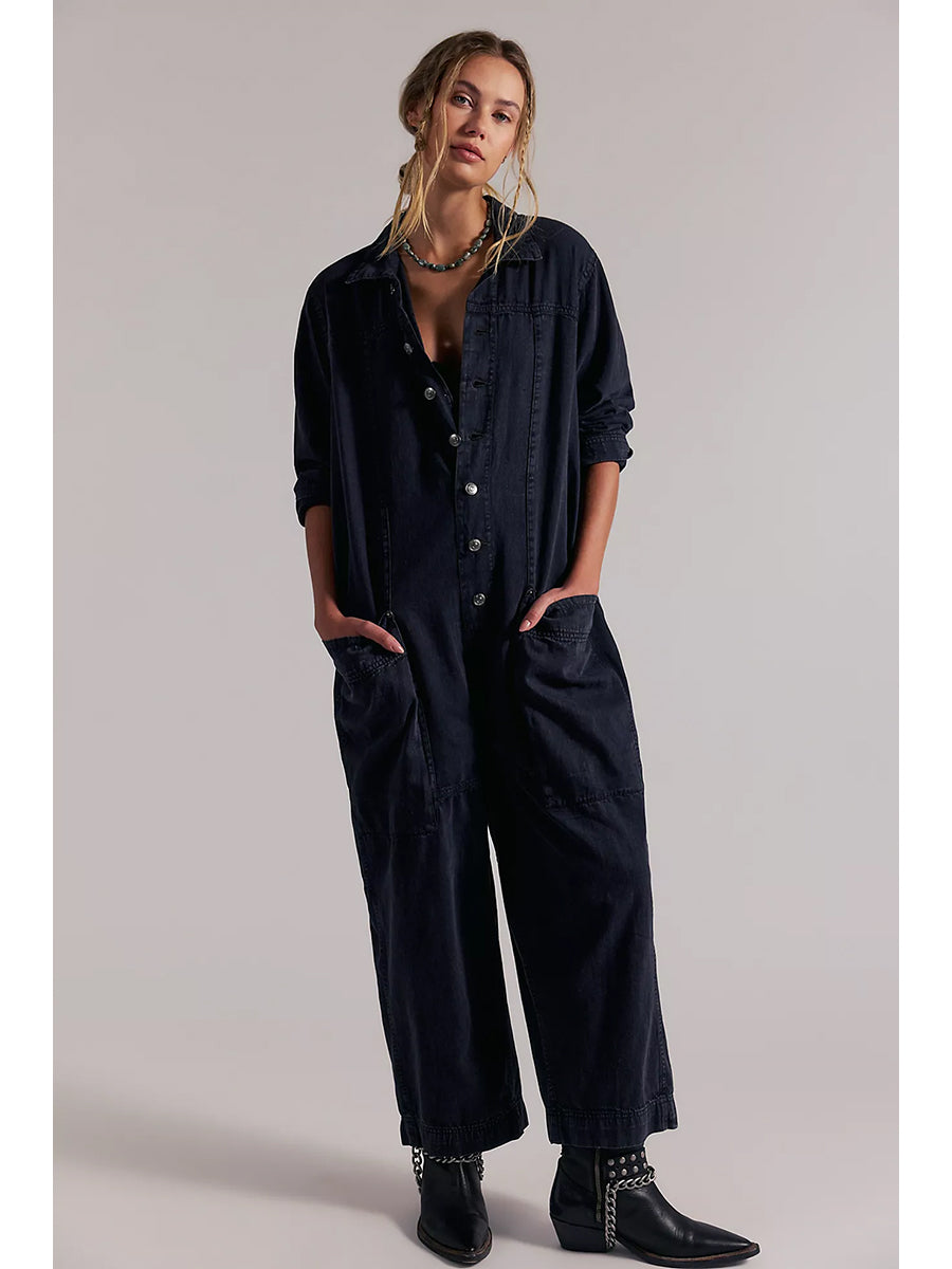 Mono vaquero de pierna ancha para mujer
