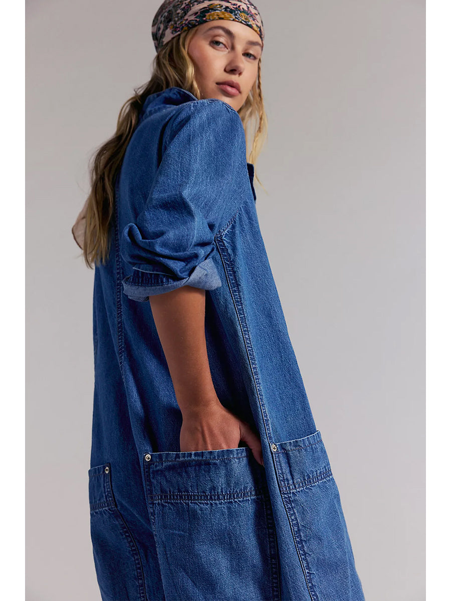 Mono vaquero de pierna ancha para mujer