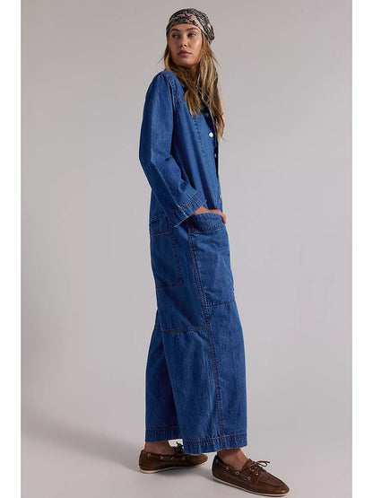 Mono vaquero de pierna ancha para mujer