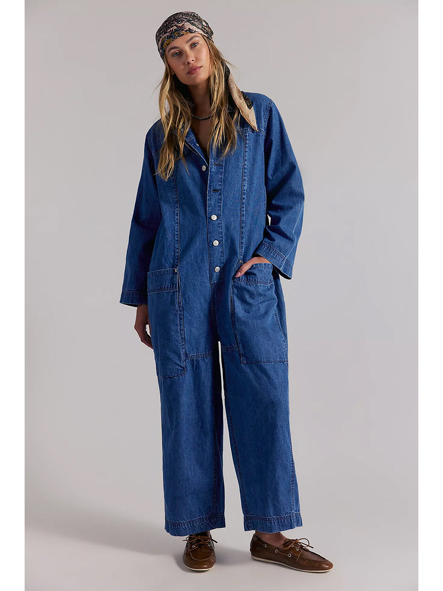 Mono vaquero de pierna ancha para mujer