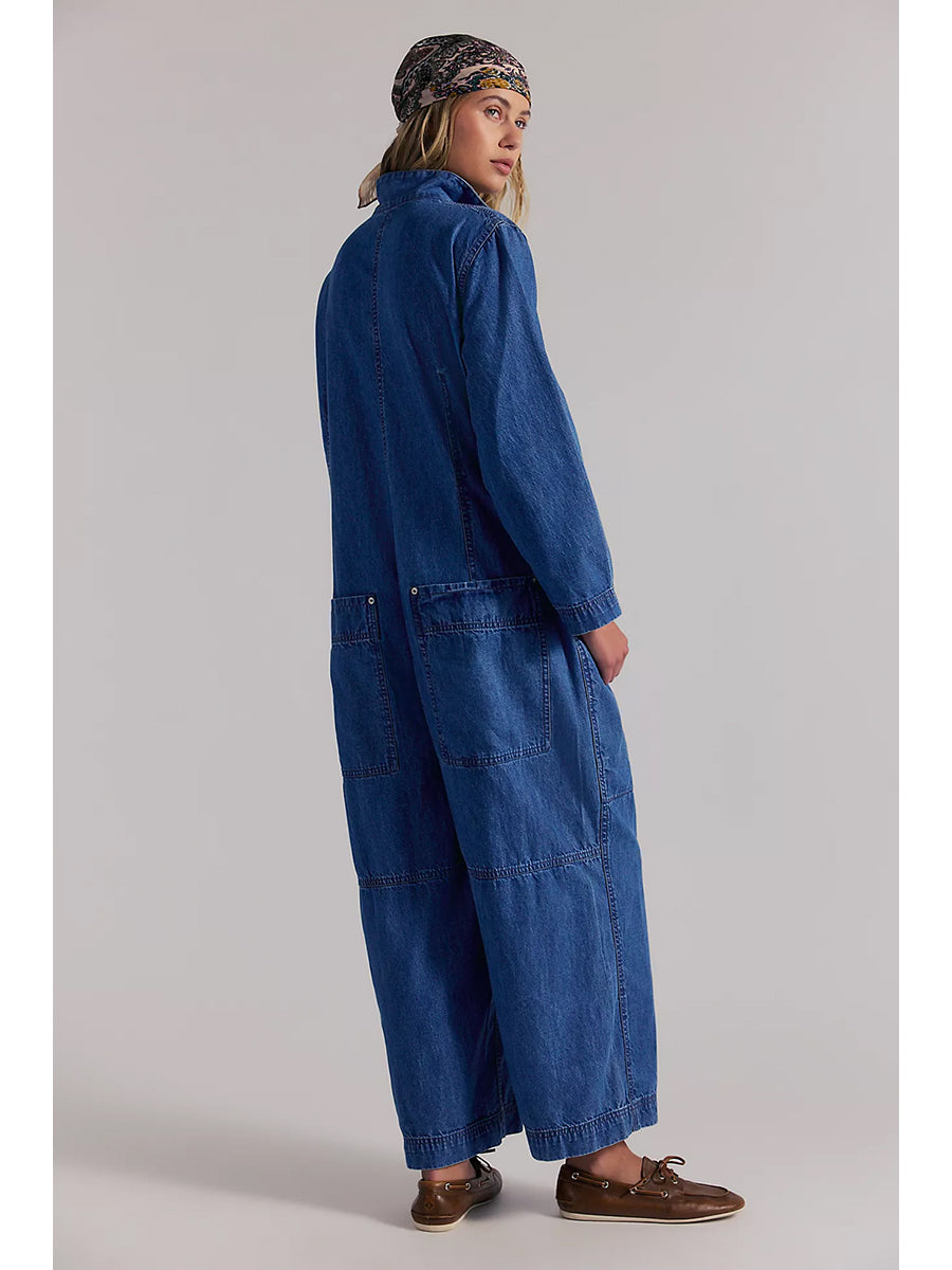 Mono vaquero de pierna ancha para mujer