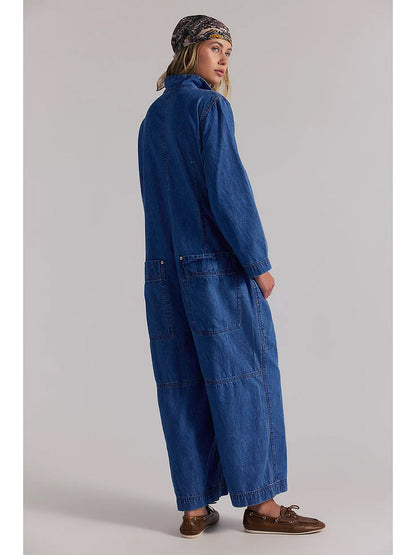 Mono vaquero de pierna ancha para mujer
