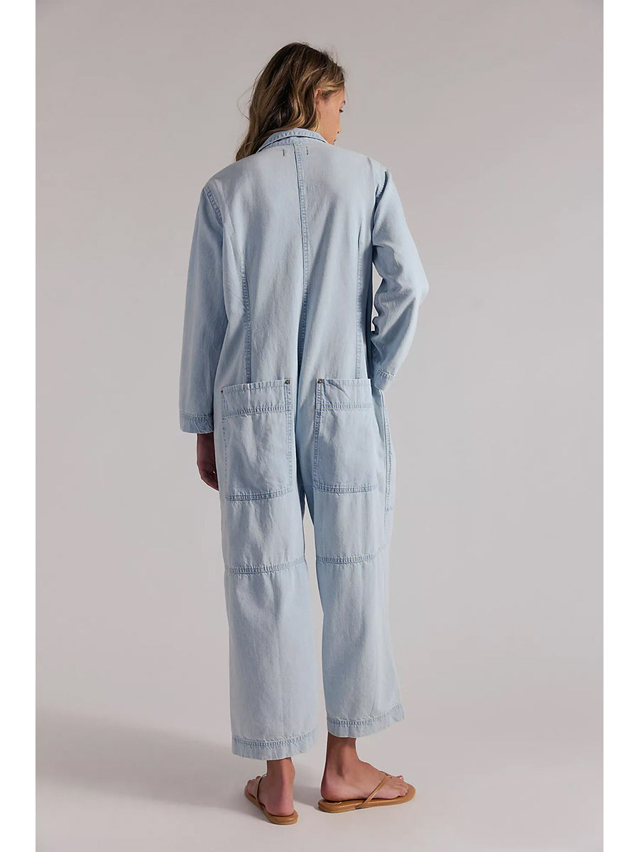 Mono vaquero de pierna ancha para mujer
