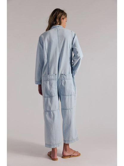 Mono vaquero de pierna ancha para mujer