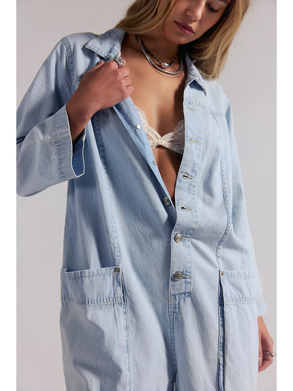 Mono vaquero de pierna ancha para mujer