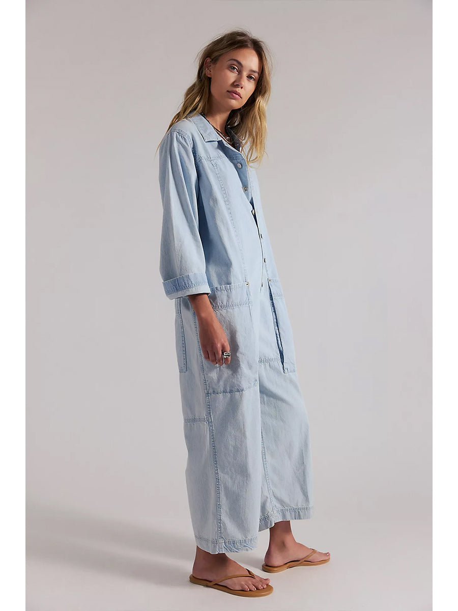 Mono vaquero de pierna ancha para mujer