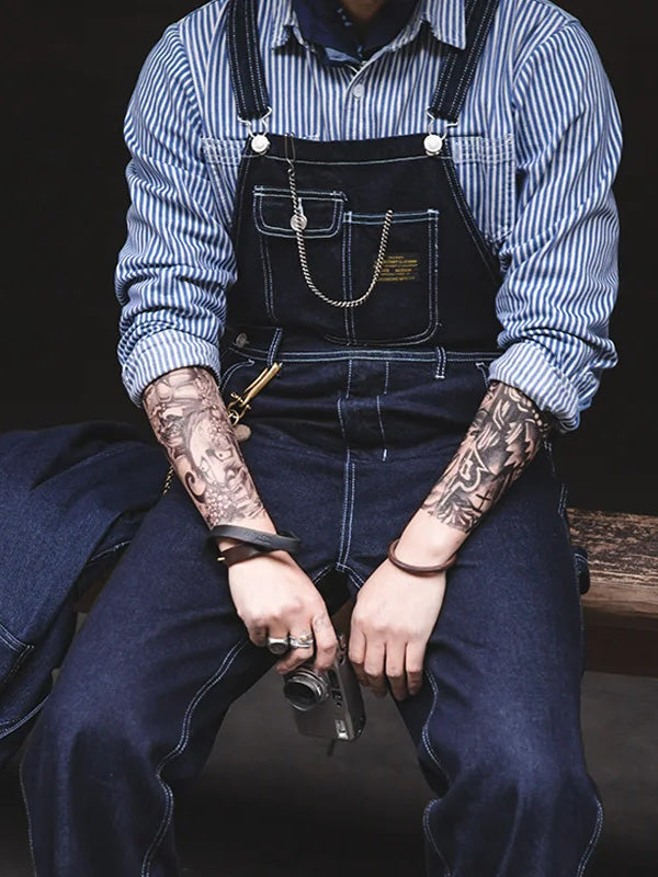 Unisex Vintage Indigo Denim Overalls