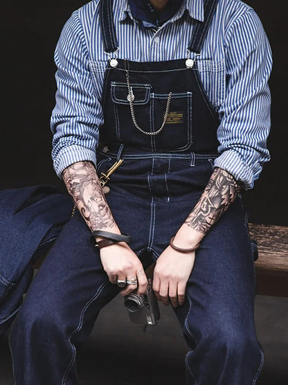 Unisex Vintage Indigo Denim Overalls