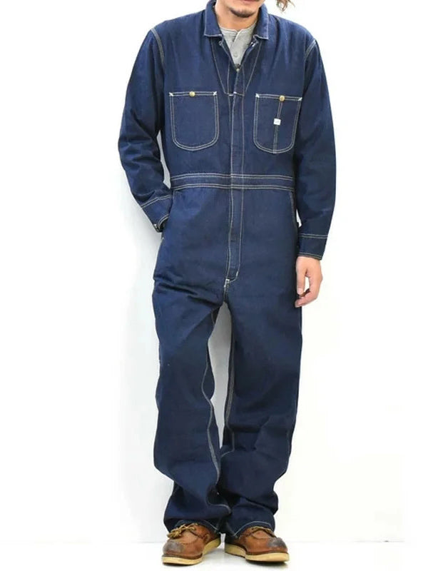 Langärmliger Denim-Overall für Herren mit entspannter Passform