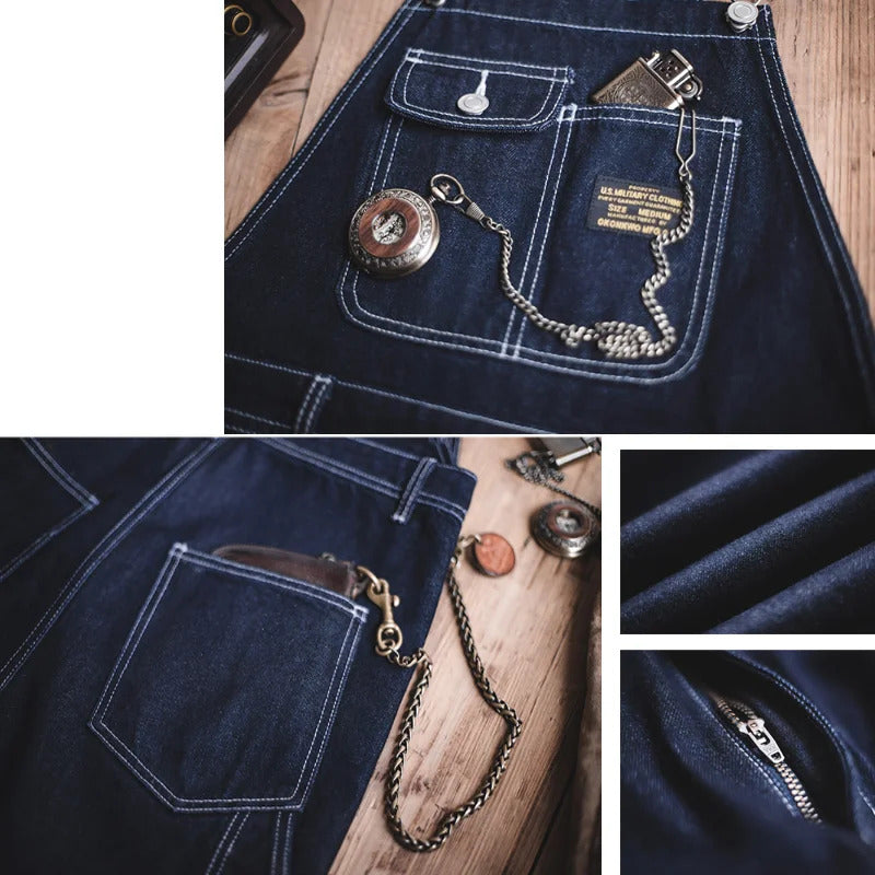 Unisex Vintage Indigo Denim Overalls