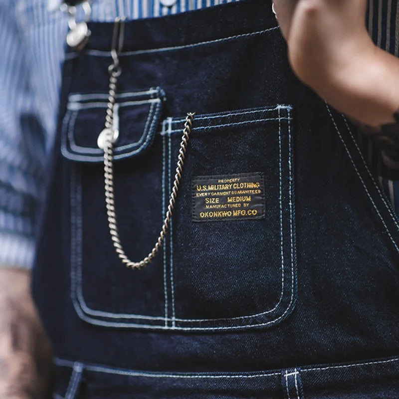 Unisex Vintage Indigo Denim Overalls